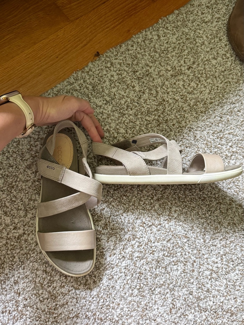 Ecco Gray Strappy Sandals Size 6